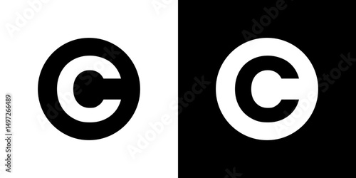 Copyright icon Vector in flat style. Collection silhouettes