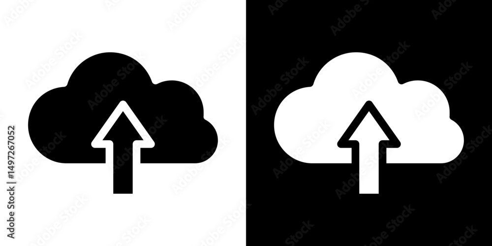 Cloud upload icon Vector in flat style. Collection silhouettes Cloud upload icon Vector in flat style. Collection silhouettes