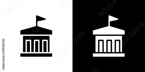 City hall building icon Vector in flat style. Collection silhouettes