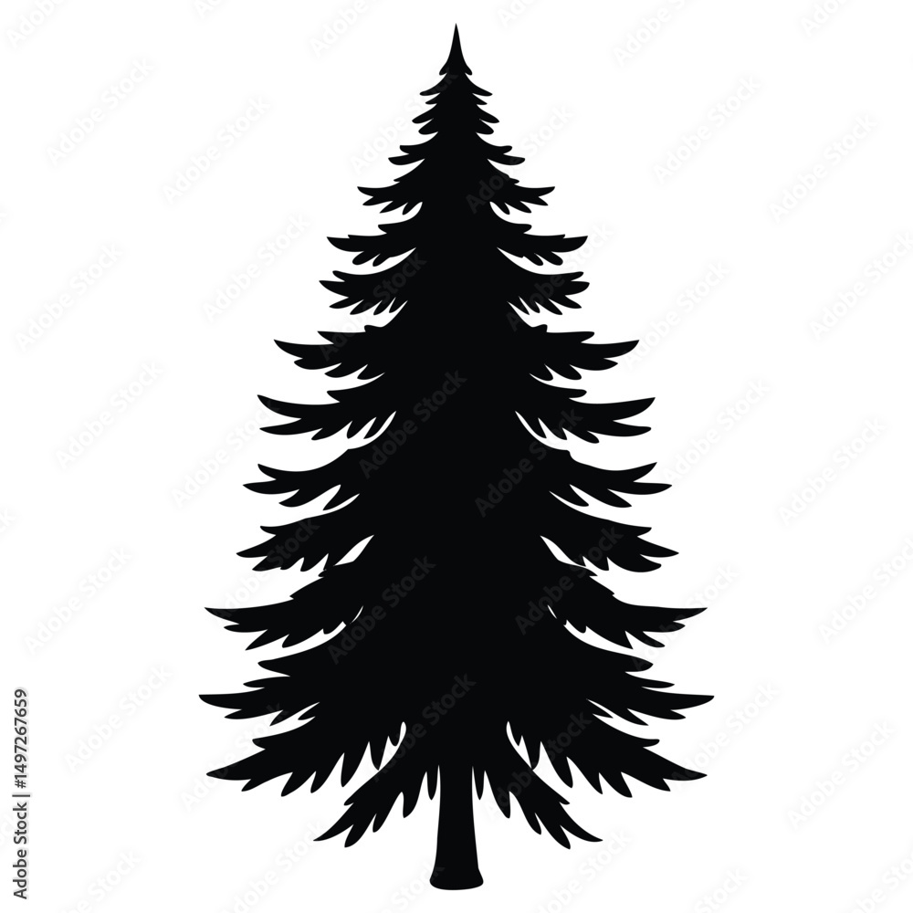 Obraz premium Pine Tree Silhouette Nature Illustration
