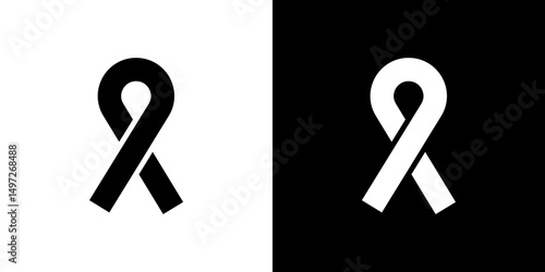 Cancer ribbon icon Vector in flat style. Collection silhouettes
