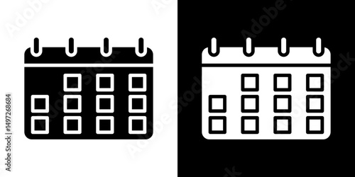 Calendar icon Vector in flat style. Collection silhouettes