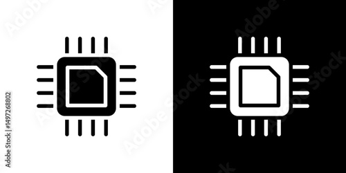 CPU icon Vector in flat style. Collection silhouettes