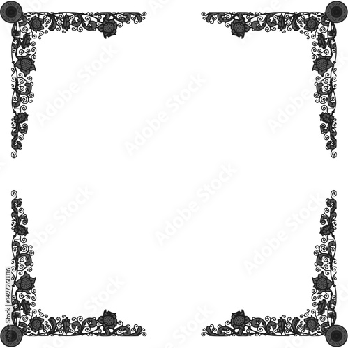 Floral ornamented frame; old style ornate decoration