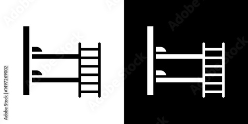 Bunk bed icon Vector in flat style. Collection silhouettes