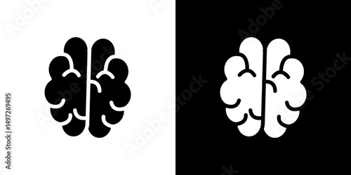 Brain icon Vector in flat style. Collection silhouettes