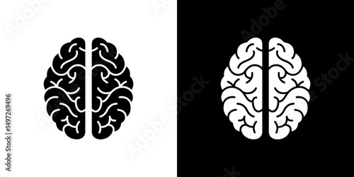 Brain icon Vector in flat style. Collection silhouettes