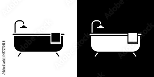 Bathroom icon Vector in flat style. Collection silhouettes