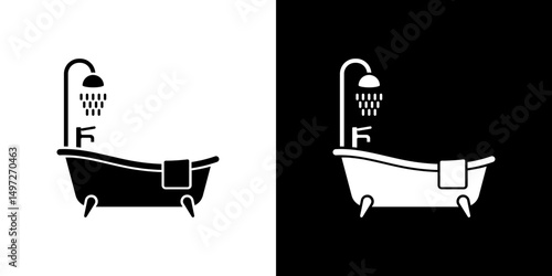Bath icon Vector in flat style. Collection silhouettes