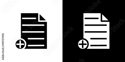 Add document icon Vector in flat style. Collection silhouettes