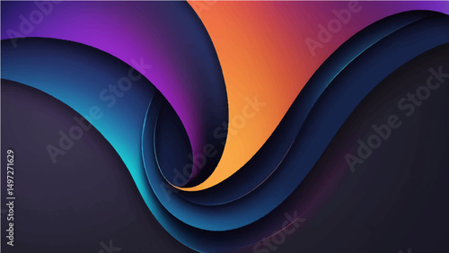 Abstract Blue Wave Design Background with Curves and Light Patterns