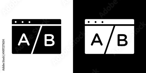A B testing icon Vector in flat style. Collection silhouettes