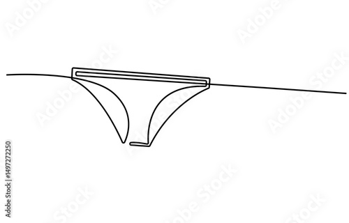 Continuous line drawing of women's panties. One line drawing. Single line art. Vector illustration, Vector abstract continuous one single simple line drawing icon of panties in silhouette sketch, pro.
