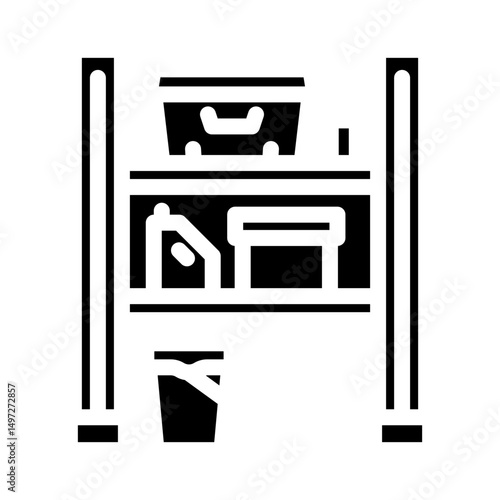 garage storage shelves glyph icon vector illustration