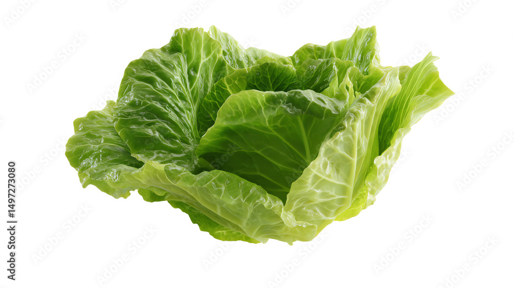 Fresh green lettuce on a white isolated background, perfect for healthy meal preparation and vibrant salads. Fresh green lettuce on a white isolated background, perfect for healthy meal preparation and vibrant salads.