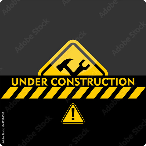 under construction, board and sign vector