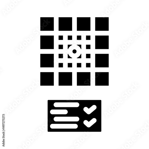 focus test optometry vision eye glyph icon vector illustration