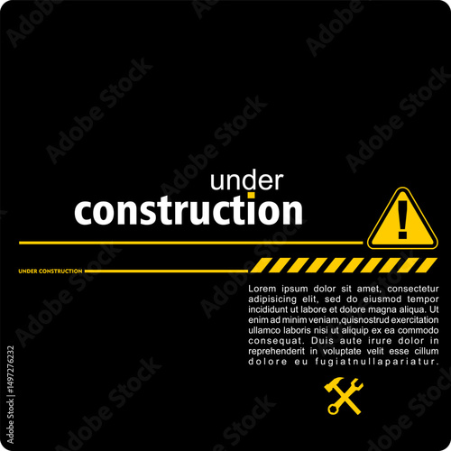 under construction, board and sign vector