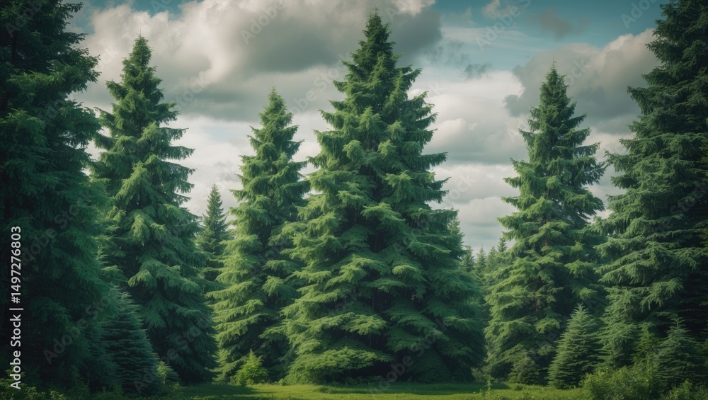 View of extensive cedar tree landscape View of extensive cedar tree landscape