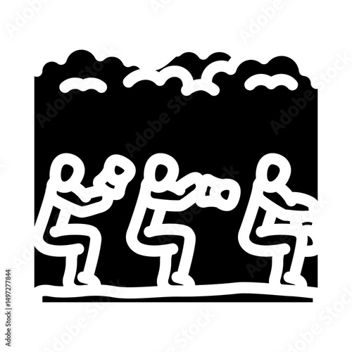 outdoor group fitness class sustainable glyph icon vector illustration