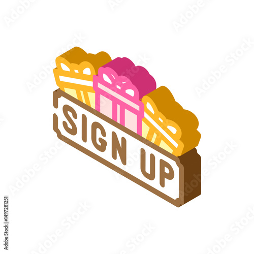 signup bonus affiliate program isometric icon vector illustration
