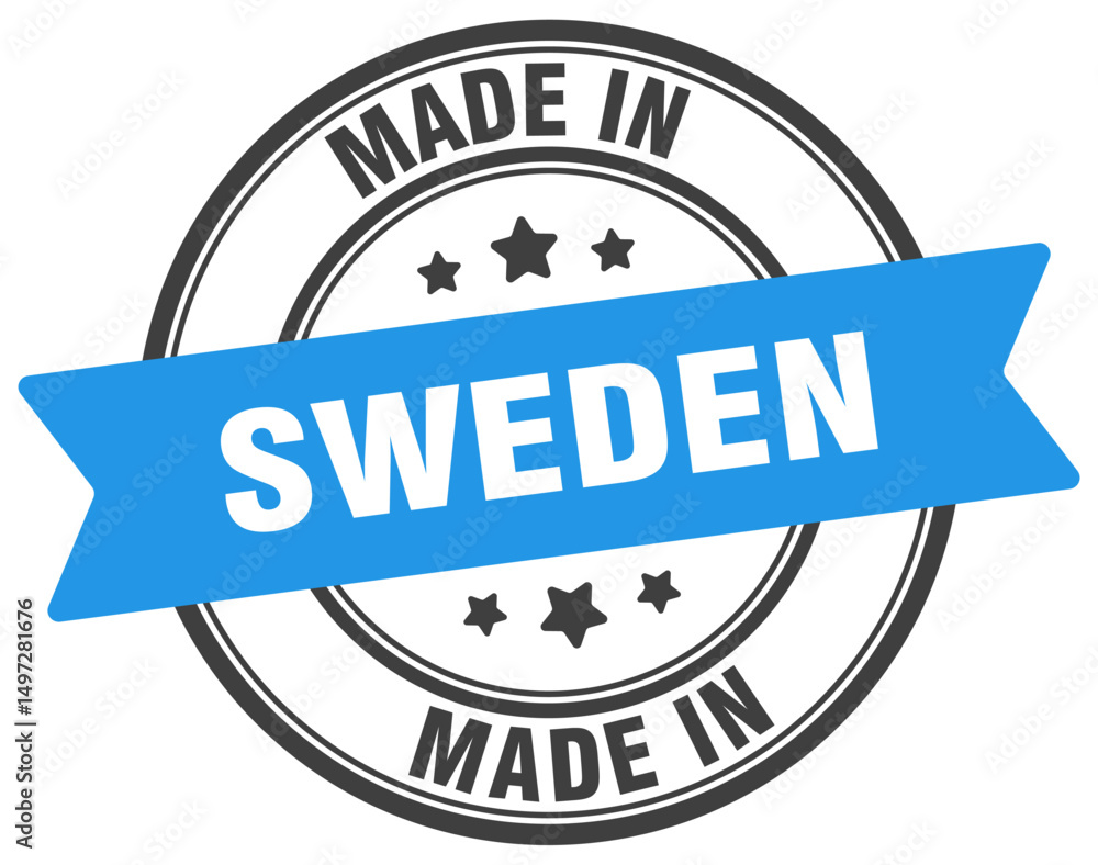 Fototapeta premium Made in Sweden round sign. Made in Sweden stamp.