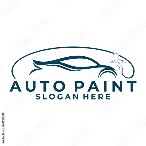 Car Painting line art logo design vector template