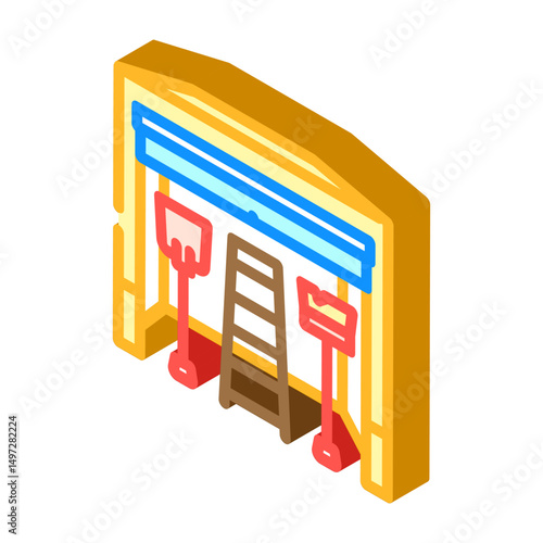 snow shovel winter gear isometric icon vector illustration