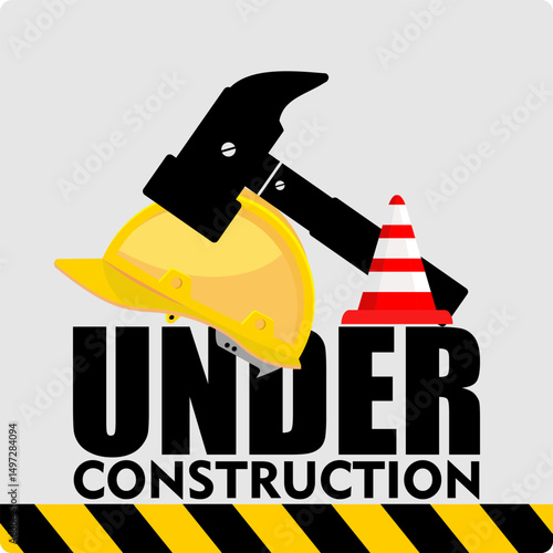 under construction, board and sign vector