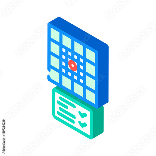focus test optometry vision eye isometric icon vector illustration