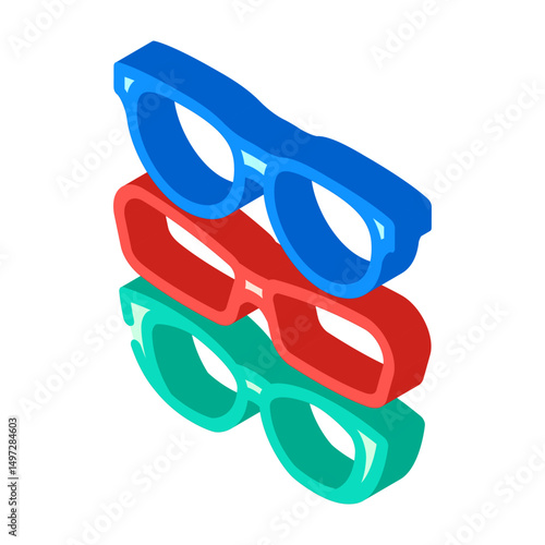 glasses frames optometry vision eye isometric icon vector illustration