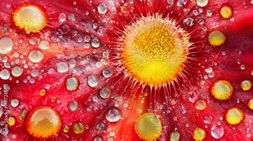 Macro Photography of Red Flower with Dew Drops