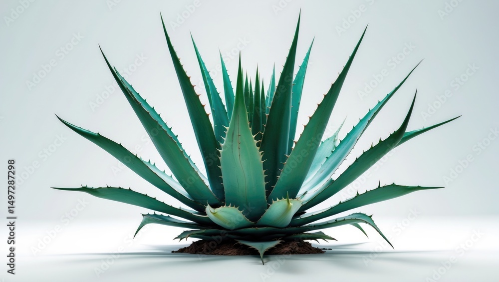 Agave Plant with Sharp Thorns Isolated on White Background, Featuring Clipping Path and Drought Resilience Agave Plant with Sharp Thorns Isolated on White Background, Featuring Clipping Path and Drought Resilience
