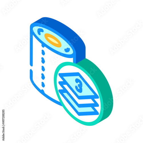 three ply toilet paper isometric icon vector illustration