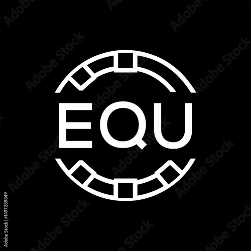 EQU Minimalist EQU  Logo Design on Black Background – EQU Later Logo, Modern Circular Branding Concept
