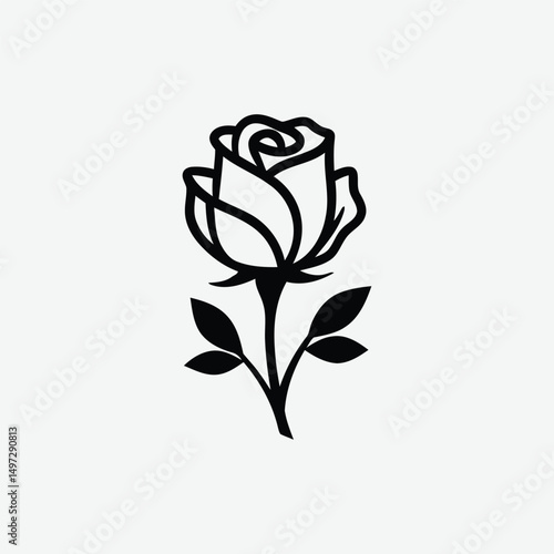 Minimalist Black Rose Logo – Elegant Modern Design on White Background