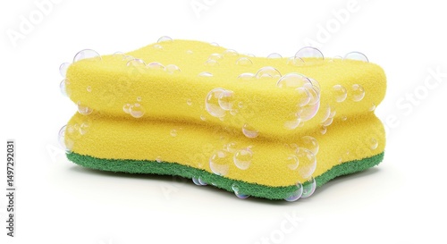 Cleaning Sponge with Soap Bubbles