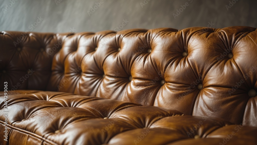 Obraz premium Background featuring a close-up of a Vintage leather Sofa in Gold