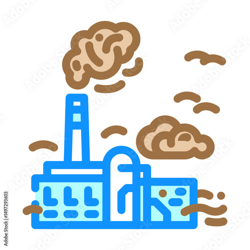industrial zone covered heavy smog color icon vector illustration