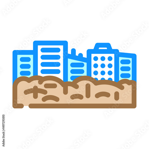 city skyline under dense haze air pollution color icon vector illustration