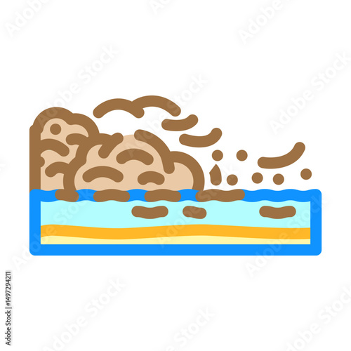 urban river dirty foam smoke air pollution color icon vector illustration