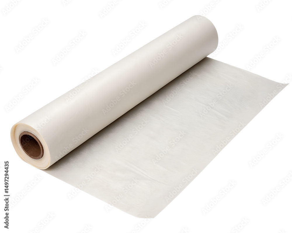 Fototapeta premium Parchment Baking Paper Roll Front View on White Background, 8K Kitchen Stock Photo