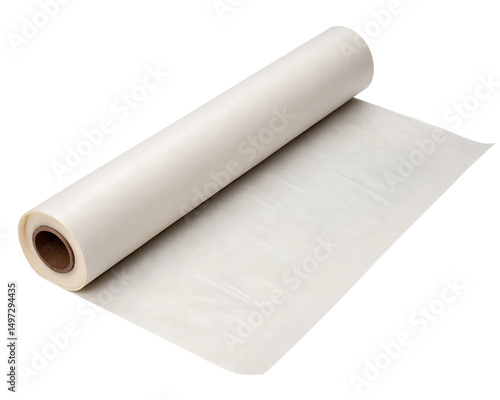 Parchment Baking Paper Roll Front View on White Background, 8K Kitchen Stock Photo