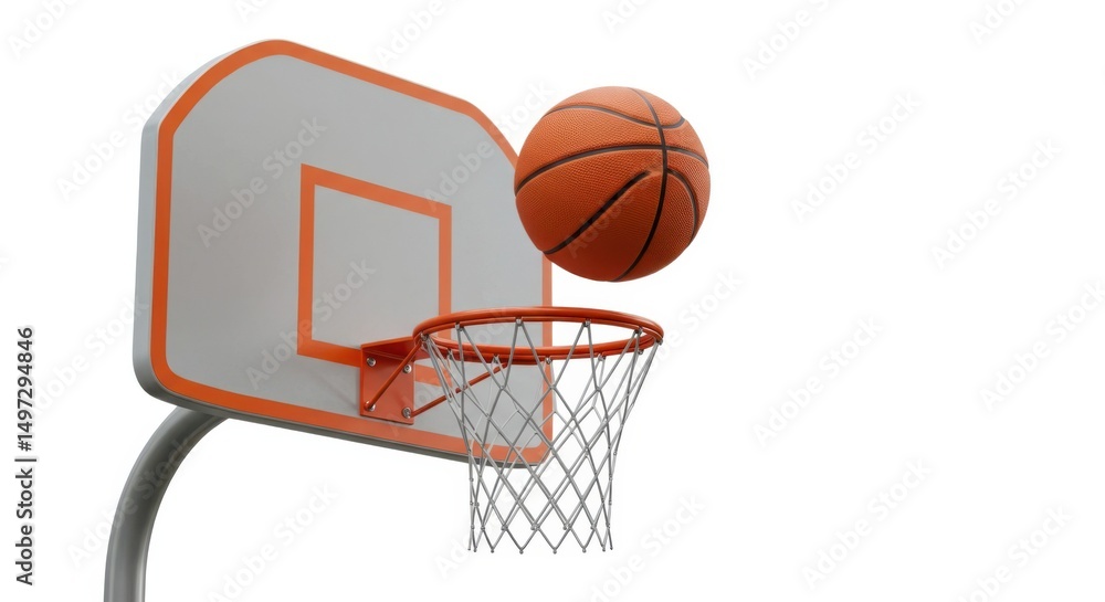 Basketball and hoop isolated on white background Basketball and hoop isolated on white background