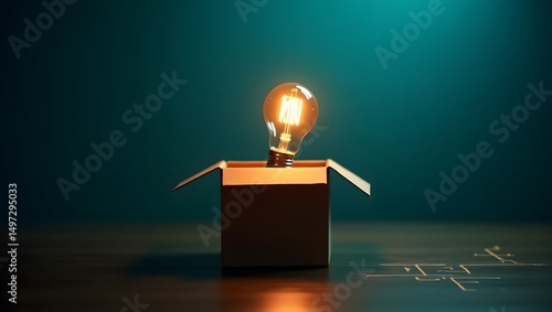 Think outside the box concept with lightbulb idea innovation and creativity