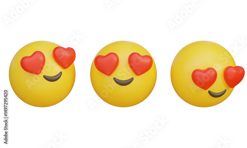 Canvastavla fall in love heart eyes face emoji emoticon 3D Icon