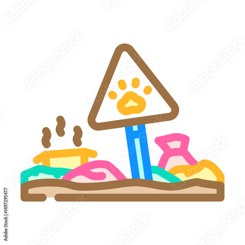 animals fleeing from polluted zone chemical pollution color icon vector illustration