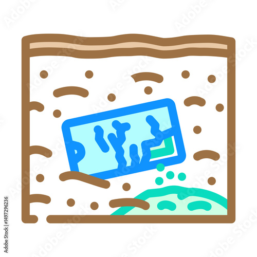 contaminating soil e waste pollution color icon vector illustration