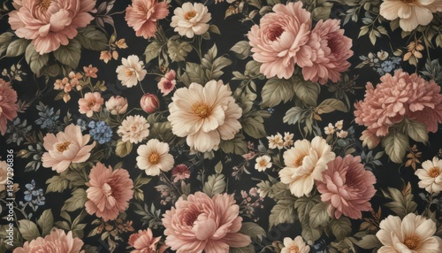 Wallpaper Mural Elegant vintage floral wallpaper with faux blooms ,  botanical,  background Torontodigital.ca