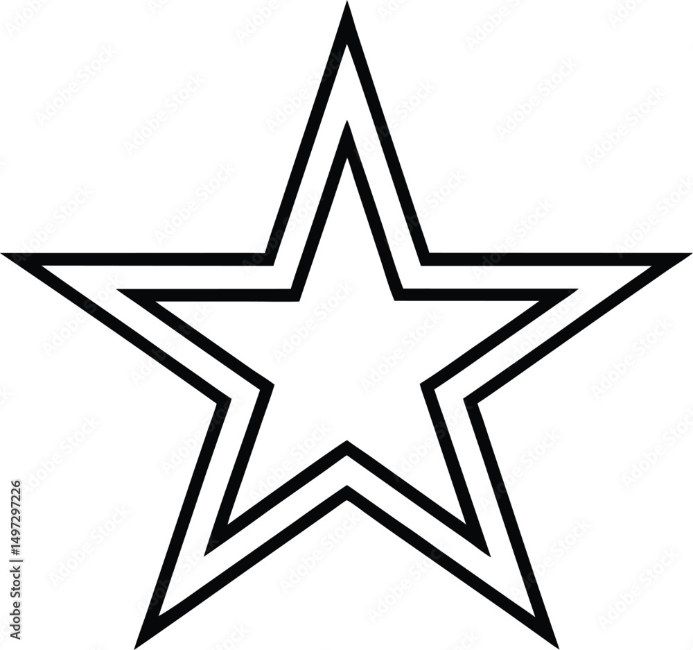 Fototapeta premium Bold Black Outline Five Point Star Line Art Graphic